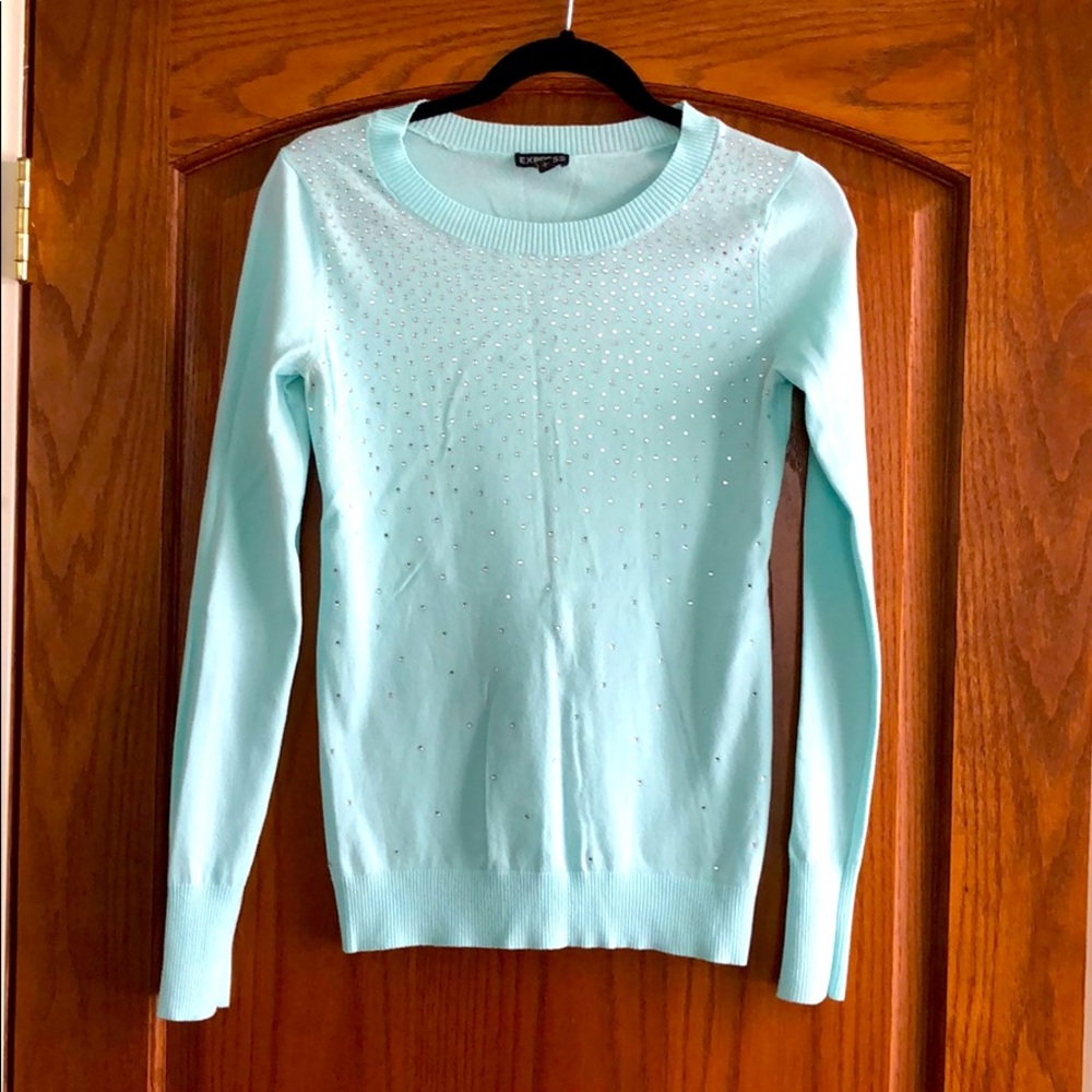 Express light blue with silver sequins sweater